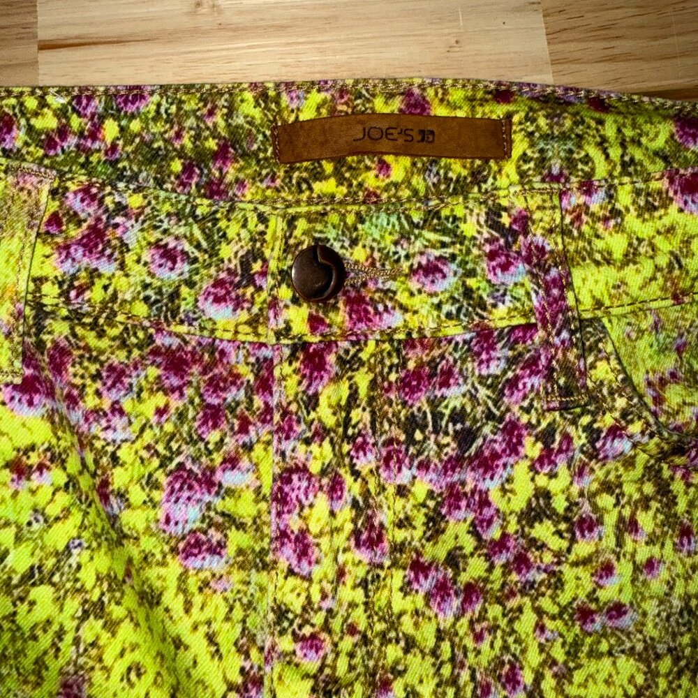 Joe's Jeans 'The Skinny' Neon Floral Stretch Denim Jeans Sunny Women's 32 - Picture 9 of 9